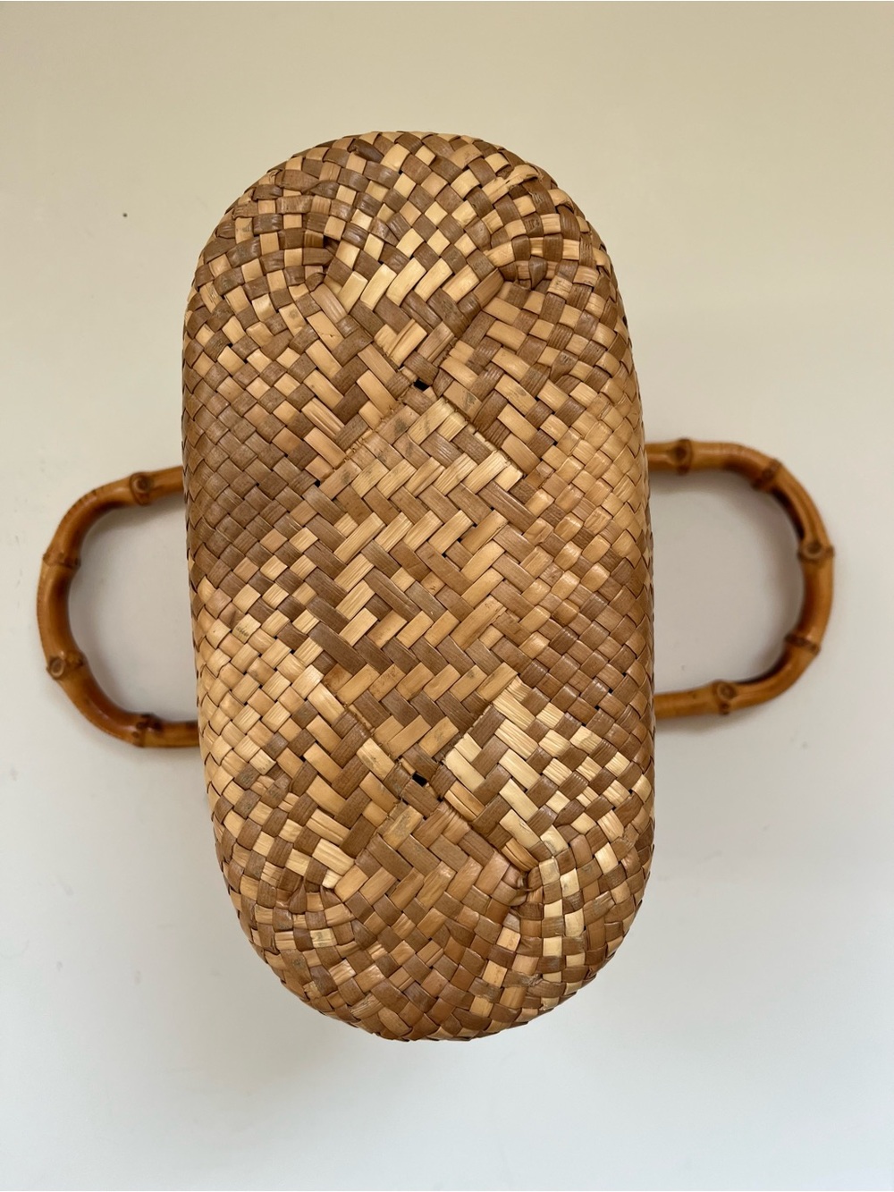 Vintage Nani Lauhala Hand Made in Hawaii Small Tote Bag with Bamboo Handles - Picture 5 of 5